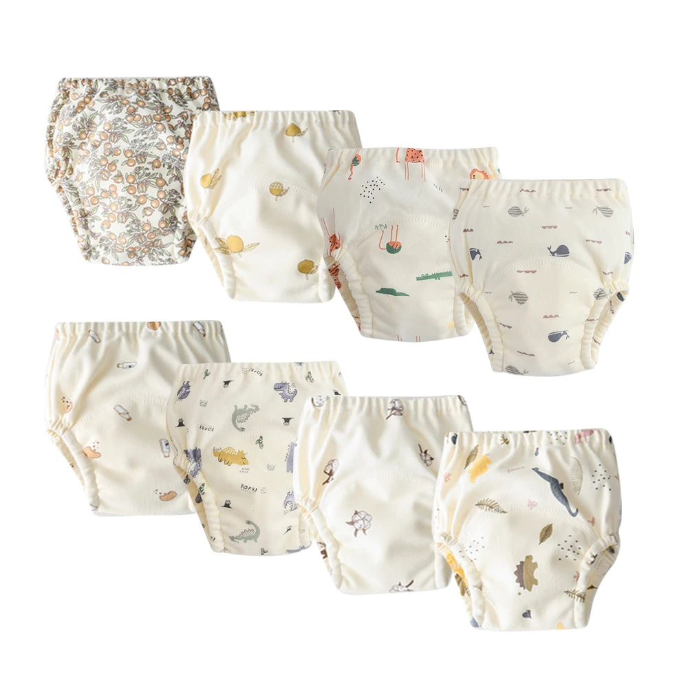8pcs/6pcs Washable Baby Potty Training Pants Reusable Toilet Trainer Panty Reusable Cloth Diaper