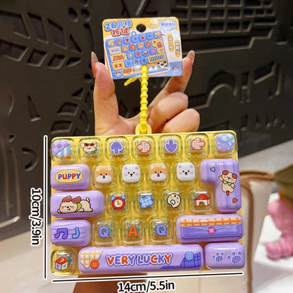 26-keycap Keyboard Keychain Button Clicker Decompression Toy Cartoon Anti Stress Keyboard Keychains Pendant Fidget Toys Gifts