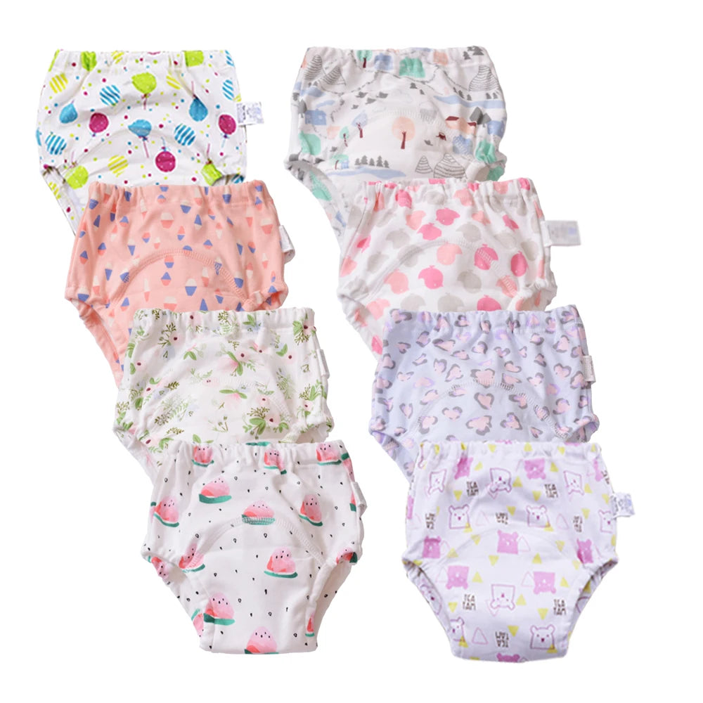 8pcs/6pcs Washable Baby Potty Training Pants Reusable Toilet Trainer Panty Reusable Cloth Diaper