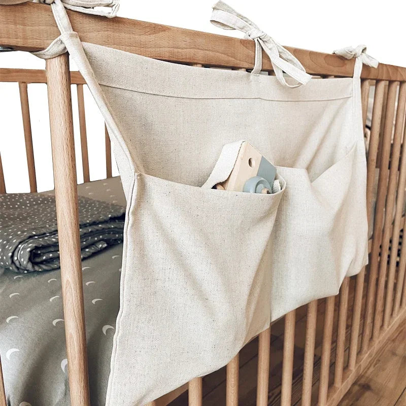 Baby Bed Hanging Storage Bags Cotton Newborn Crib Organizer Toy Diaper Pocket for Crib Bedding Set Accessories Nappy Store Bags