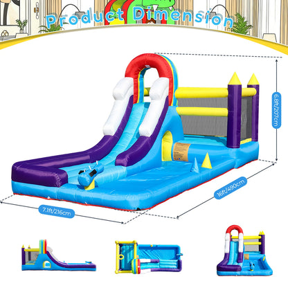 Oxford cloth 16ft 4.9m Inflatable Water Slide Bounce House w/ Splash Pool & 480W Blower