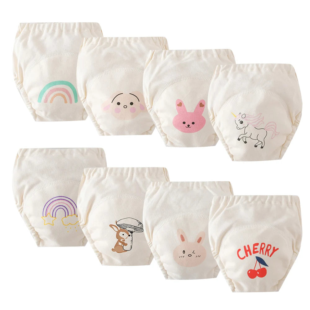 8pcs/6pcs Washable Baby Potty Training Pants Reusable Toilet Trainer Panty Reusable Cloth Diaper