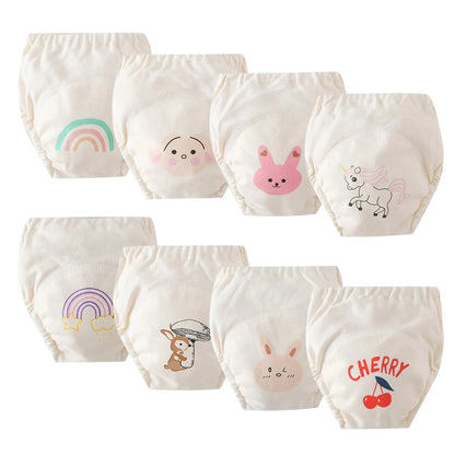 8pcs/6pcs Washable Baby Potty Training Pants Reusable Toilet Trainer Panty Reusable Cloth Diaper