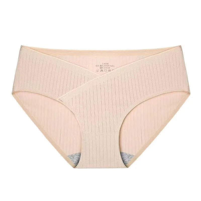 Stripe Cotton Low Waist Belly Maternity Panties Plus Size Seamless Pregnant Women