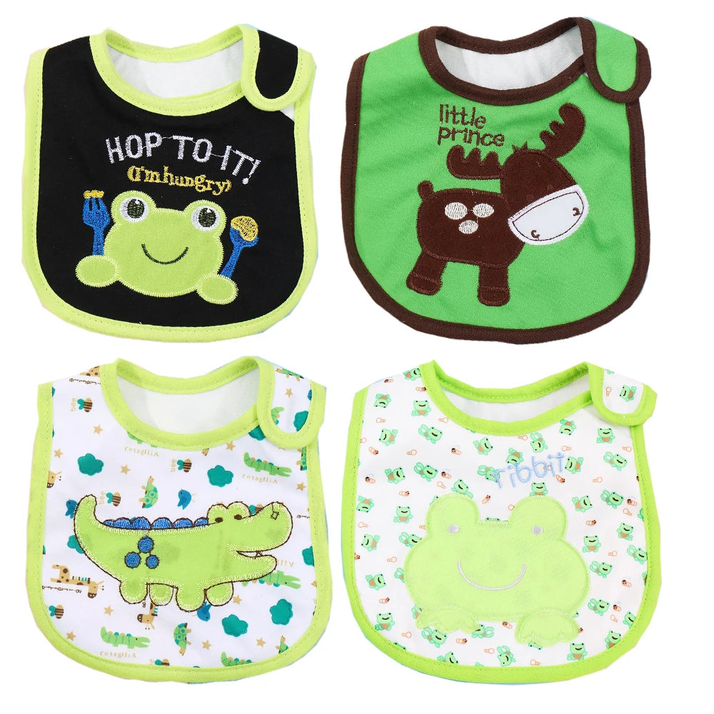 4pcs/set Baby Girl Boy Feeding Bibs Waterproof Apron Cartoon Towel Kids Toddler Dinner Burp Cloths