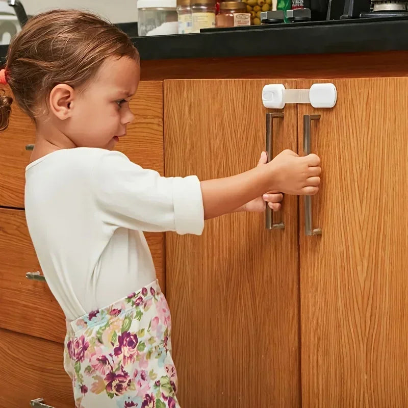 Baby Safe Straps Baby Safety Lock Drawer Child Safety Cabinet Locks Adhesive Cabinet Drawer Door Latches