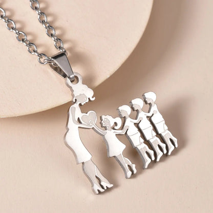 Family Love Son Daughter Necklaces Stainless Steel Multiples Childs Pendant Boys Girls Mothers Love Gifts For Mom Jewelry