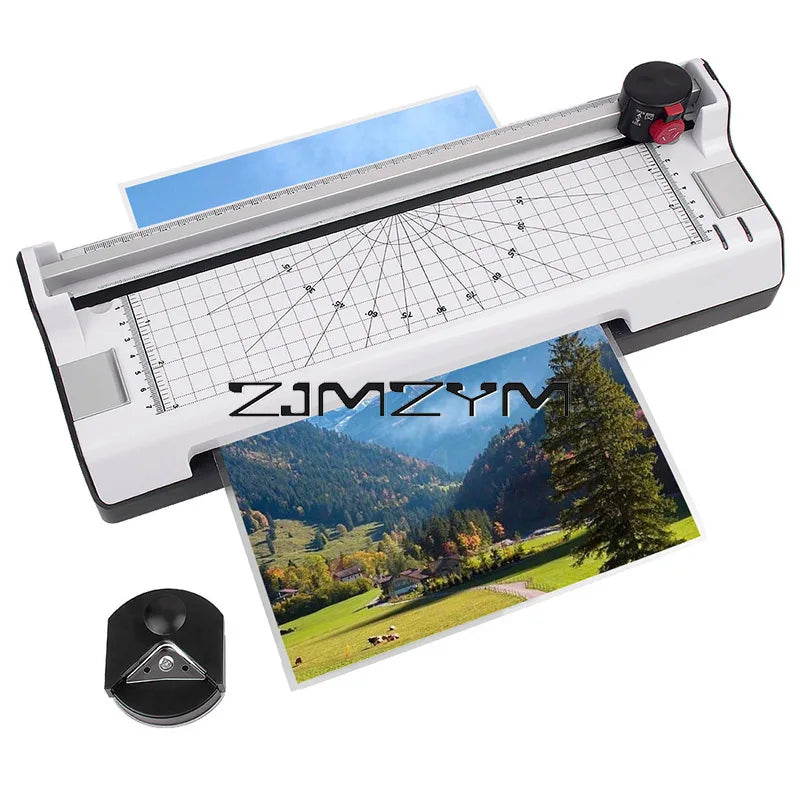 A4 Thermal Laminator Machine, Hot & Cold Dual Mode Photo Document Sealer, Compact Office Laminating Kit with Paper Cutter