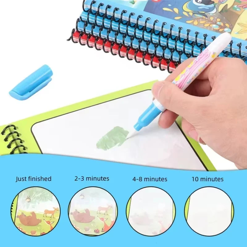 1pcs Kids Graffiti Picture Book with Refillable Water Pen Magic Water Painting Sensory Early Education Puzzle Drawing Toy