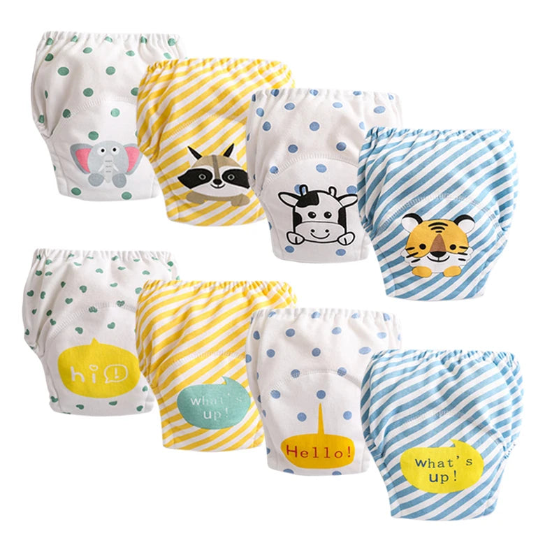 8pcs/6pcs Washable Baby Potty Training Pants Reusable Toilet Trainer Panty Reusable Cloth Diaper