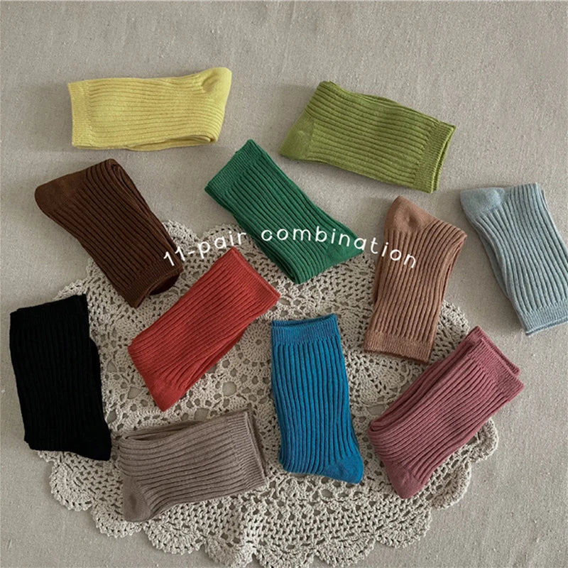 1-10Years Kids Boys Girls School Sock Stripped Toddlers Ankle Socks Cotton Children's Casual Sock Soft