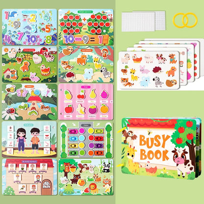 Interactive Book Enhancing Recognition Numbers, English Letters, Fruits, Animals Weather Reusable Stickers Activity Books