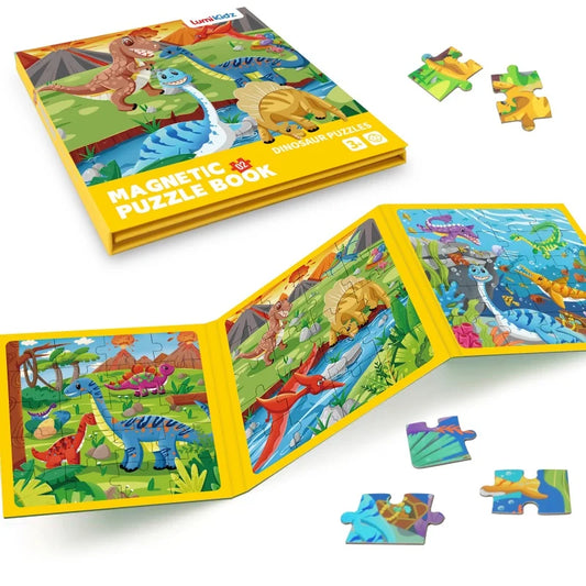 Magnetic Puzzles Games for Kids Busy Quiet Cartoon Animals Jigsaw Book Animals Learning Educational Toys for Children Gift