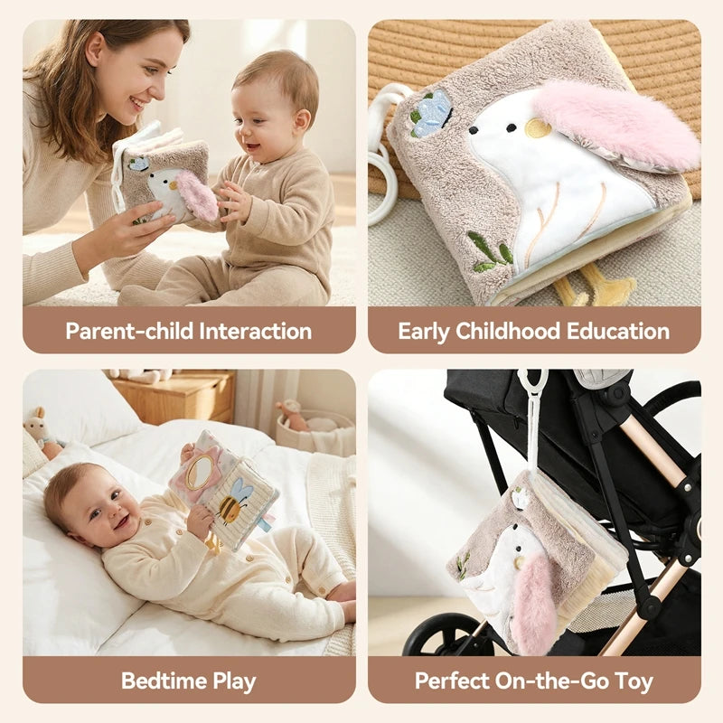 0-12 Baby And Mother Toys Soothing Blanket Early Learning Baby Toy Rabbit Sensory Soothing Blanket Plush Cartoon Rabbit Book