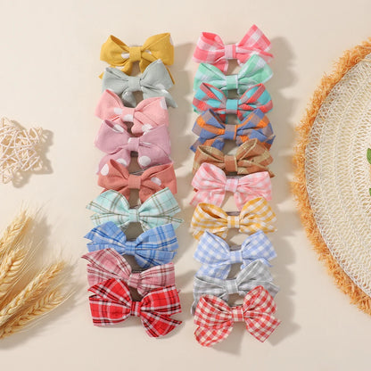 20pcs Random color Baby Hairpin for Girls Print Ribbon Barrette Kids Little Hair Clip Pinches Girls Cotton Bow Hair Accessories