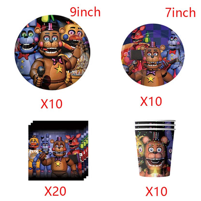FNAF Five Nights Freddyed Birthday Party Decorations Balloons Plate Banner Tableware Set for Baby Shower Party Favors Kids Gifts