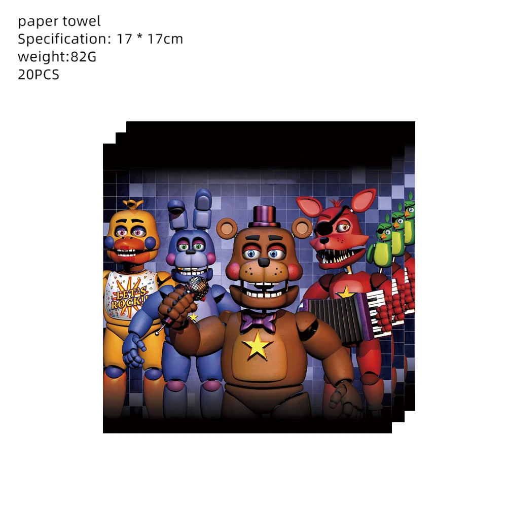 FNAF Five Nights Freddyed Birthday Party Decorations Balloons Plate Banner Tableware Set for Baby Shower Party Favors Kids Gifts