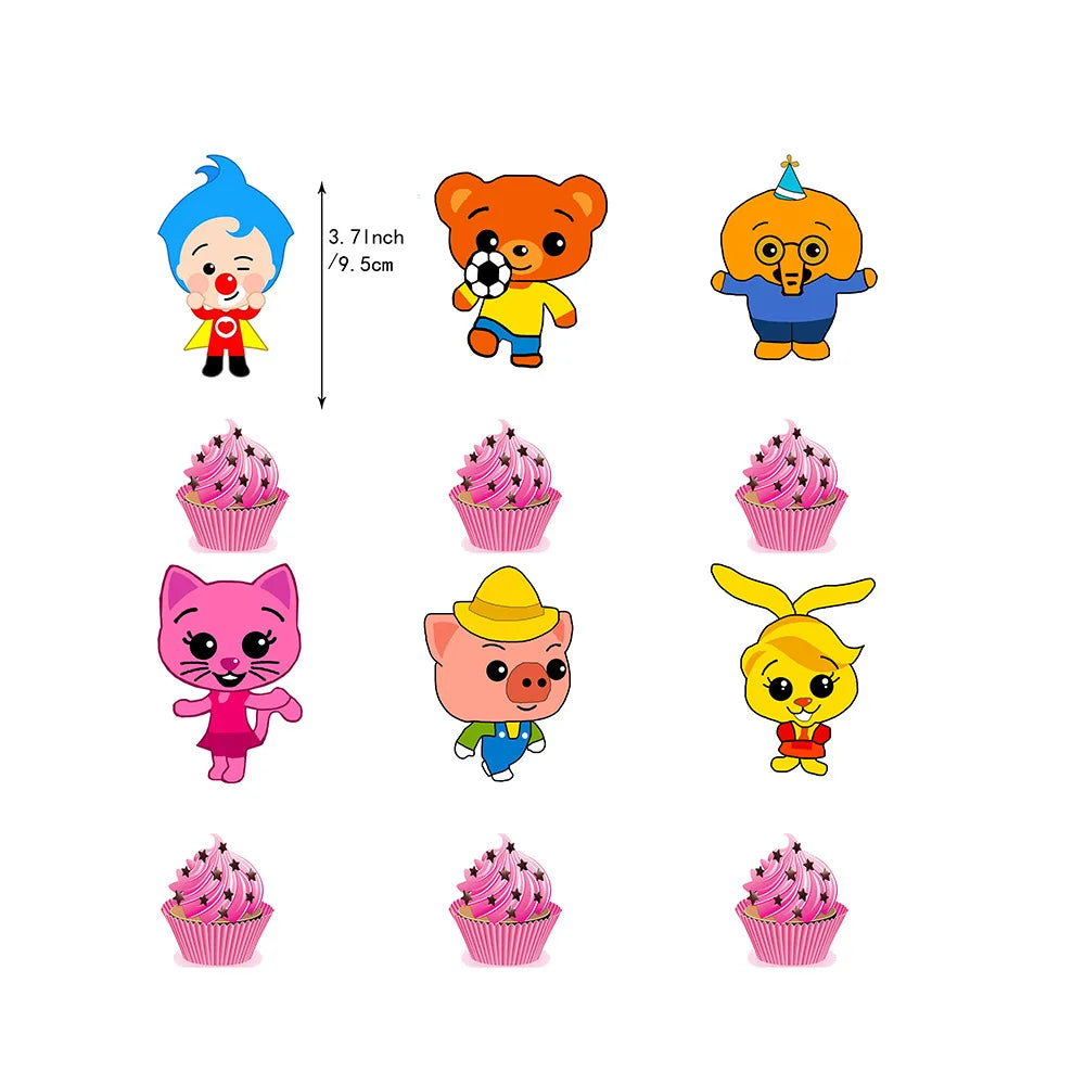 Cartoon Pliming Plims Theme Kids Birthday Party Decoration Background Supplies Balloon Set Cake Toppers Banner Backdrop Kid Gift
