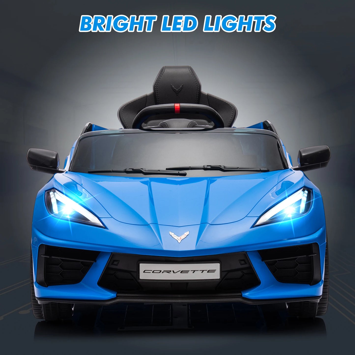 12V Kids Ride on Car Battery Powered Toddlers Electric Sports Car Toy with Remote Control,Visual Dashboard,LED Lights,Music 3-8Y