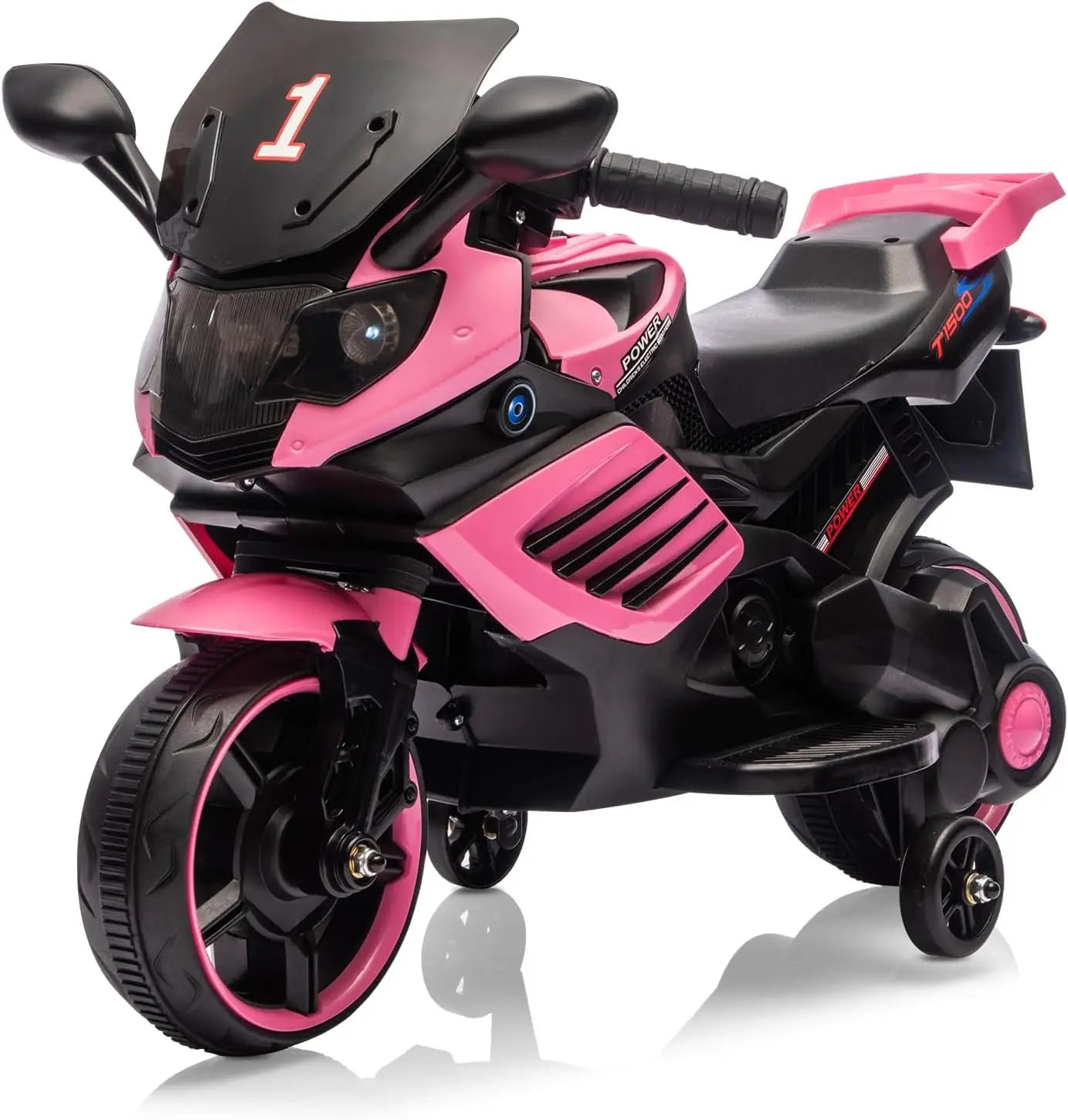Kids Ride On Motorcycle, 6V Electric Motorcycle, w/Horn, Headlight, Music, Training Wheels, Ride On Toys for Kids Boys Girls