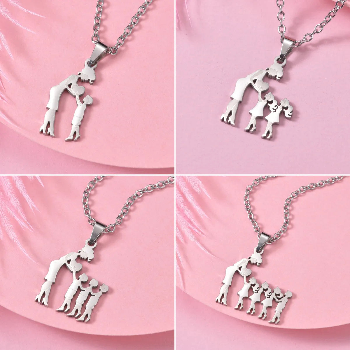 Family Love Son Daughter Necklaces Stainless Steel Multiples Childs Pendant Boys Girls Mothers Love Gifts For Mom Jewelry