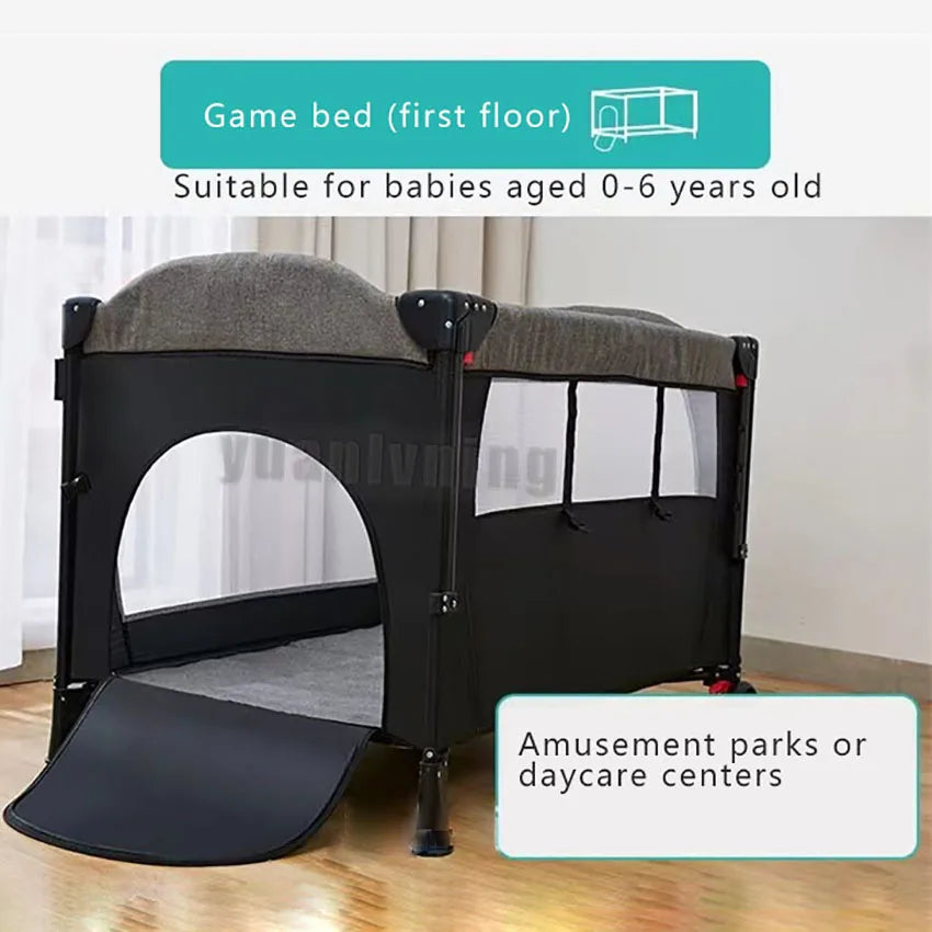 Portable Baby Crib New Multifunctional 4 In 1 Foldable Baby Cot with Diaper Kid Table Cradle Rocker Bed Furniture