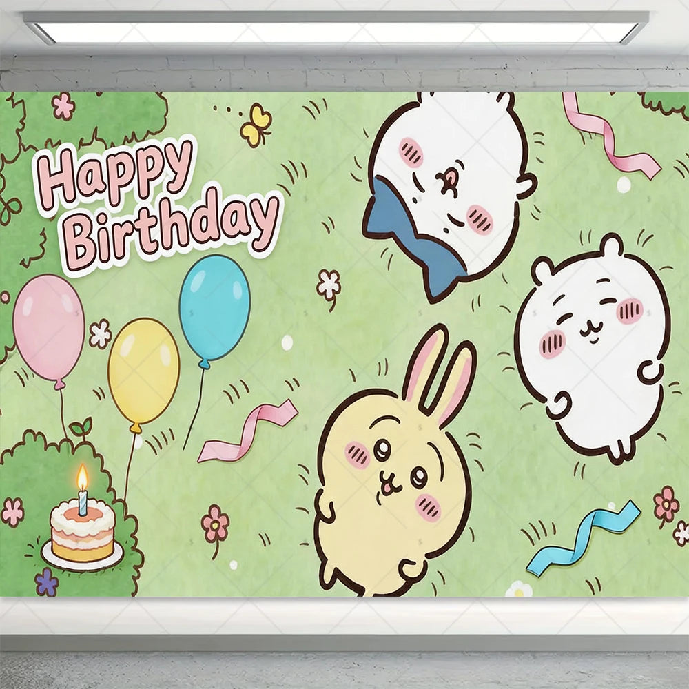 Cartoon Chiikawa Hachiware Usagi Birthday Party Decoration Background Balloon Set Cake Topper Backdrop Baby Shower Kid Gift Prop