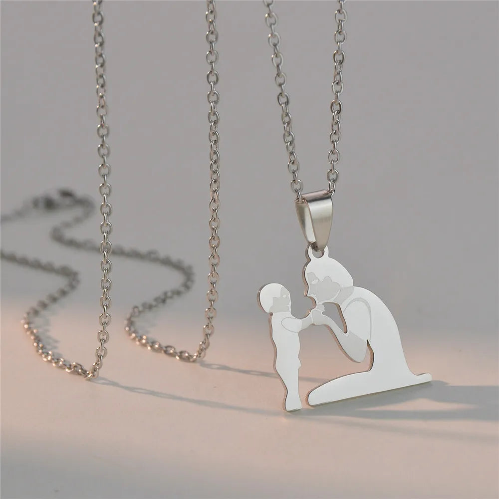 Family Love Son Daughter Necklaces Stainless Steel Multiples Childs Pendant Boys Girls Mothers Love Gifts For Mom Jewelry