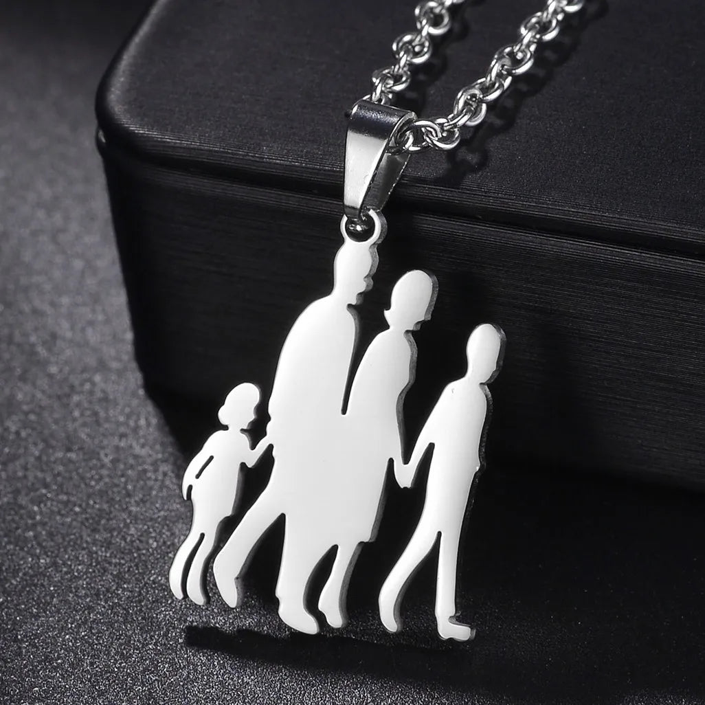 Family Love Son Daughter Necklaces Stainless Steel Multiples Childs Pendant Boys Girls Mothers Love Gifts For Mom Jewelry