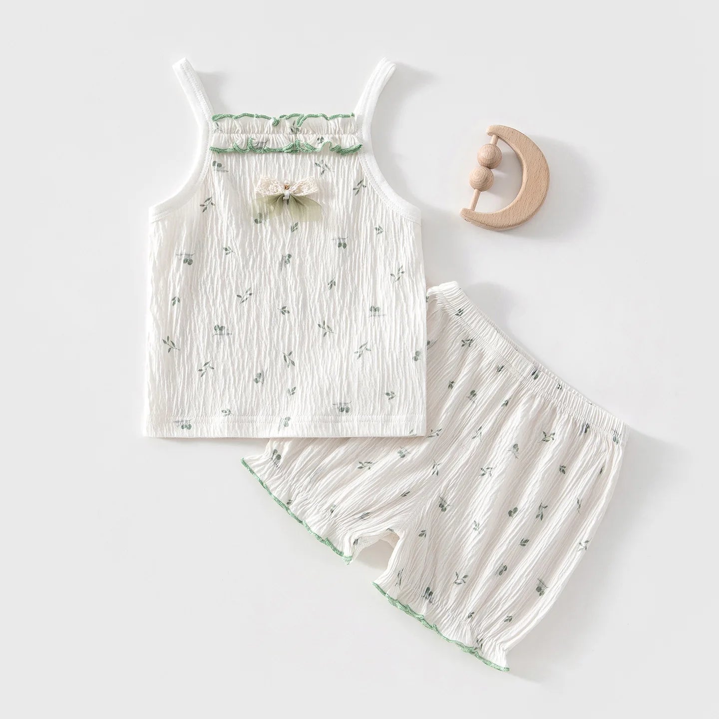 Summer Infant Baby Girls 2Pcs Floral Cami Set Cute Ruffle Trim Sleeveless Top And Shorts Toddler Cotton Comfort Outfits