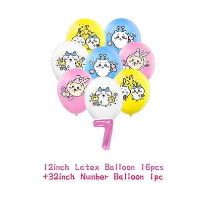 Cartoon Chiikawa Hachiware Usagi Birthday Party Decoration Background Balloon Set Cake Topper Backdrop Baby Shower Kid Gift Prop