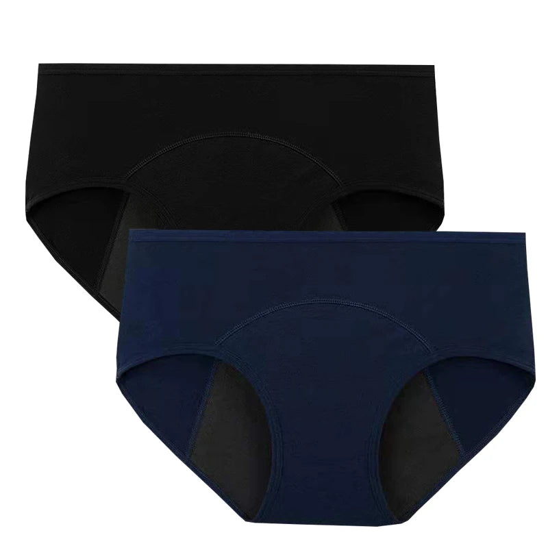2pcs Woman Menstrual Panties Breathable Large Size Female Cotton Brief Low Waist Postpartum