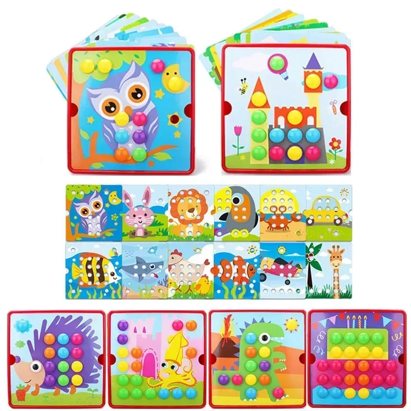 3D Mushroom Nail Puzzle Jigsaw Toys Baby Toys Cartoon Animal Puzzles Games Kids Early Educational Toys