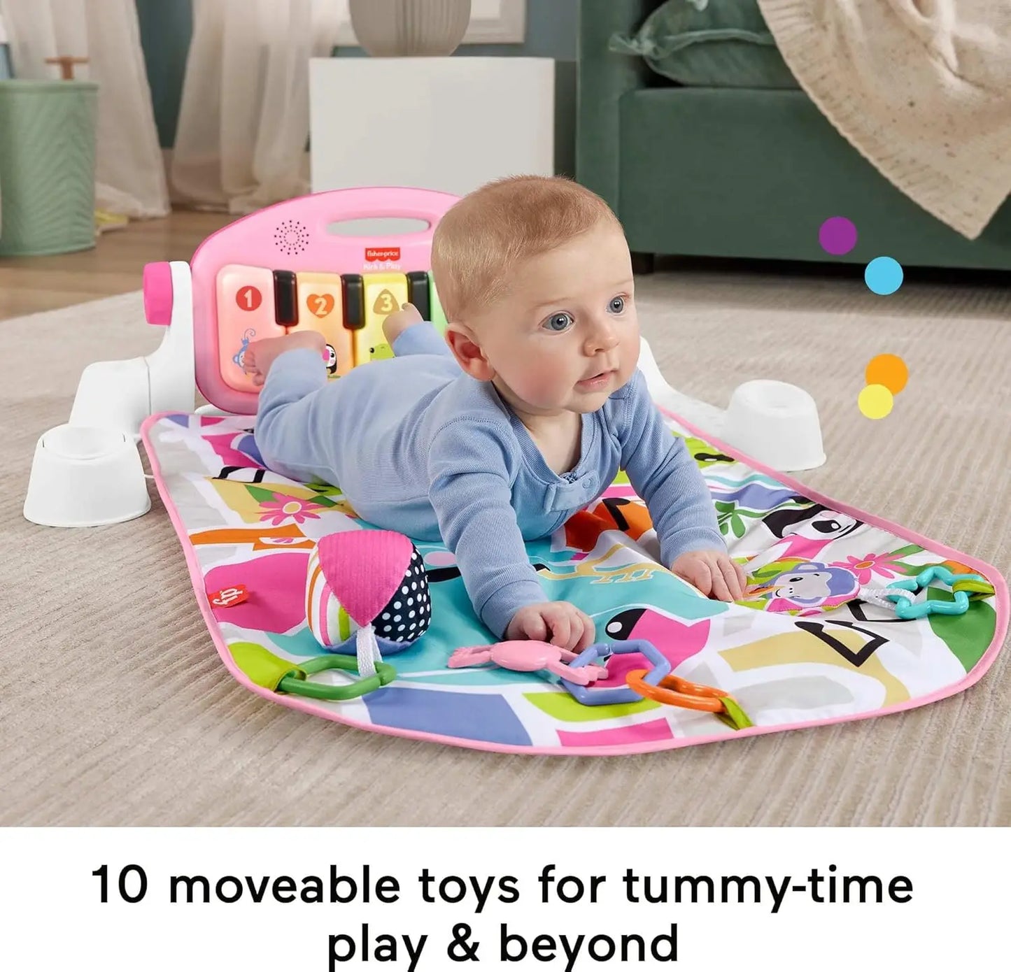 Interactive Baby Playmat with Piano Gym, Lights & Music for Newborns 0+ Months Developmental Toy