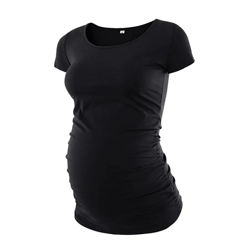 Summer Striped Maternity T-shirt Big Size Women Pregnancy Tops Casual Loose Breathable Comfortable Pregnant Lady Tee