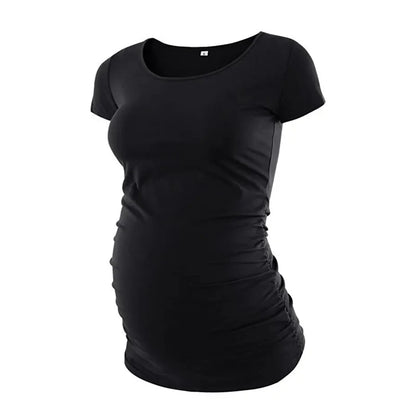 Summer Striped Maternity T-shirt Big Size Women Pregnancy Tops Casual Loose Breathable Comfortable Pregnant Lady Tee