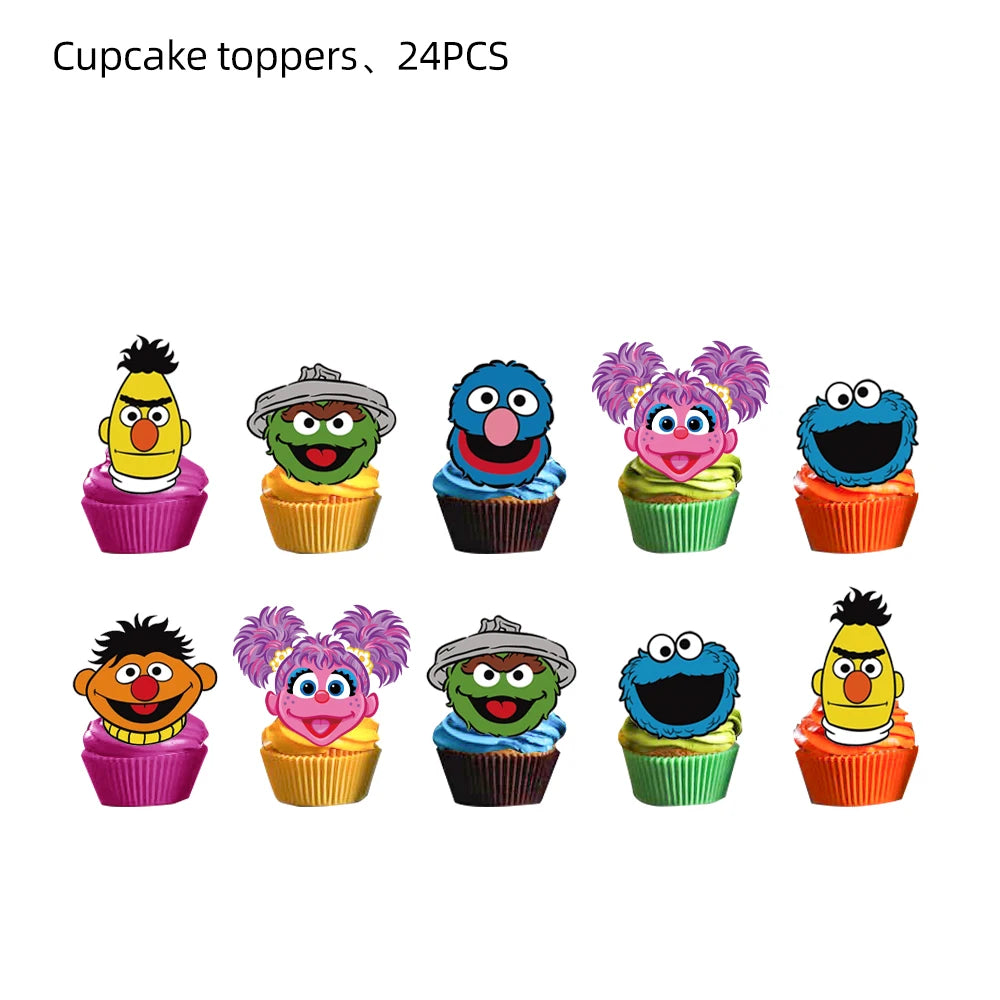 Cartoon Sesames Street Birthday Party Decorations Balloons Plate Cup Banner Tableware Set for Baby Shower Party Favors Kids Gift
