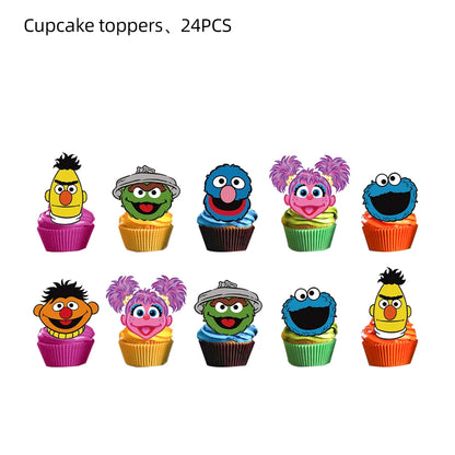 Cartoon Sesames Street Birthday Party Decorations Balloons Plate Cup Banner Tableware Set for Baby Shower Party Favors Kids Gift