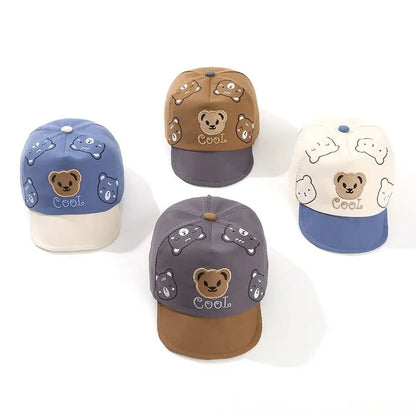 Hat Spring Summer Sunshade Cap Toddler Cartoon Little Bear Duckbill Cap Thin Lovely for Outdoor Soft Brim Baseball Cap for 0-1Y
