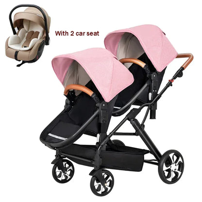Twin stroller 3in1 with car seat trolley baby carriage Double Baby stroller for two children Foldable Lightweight