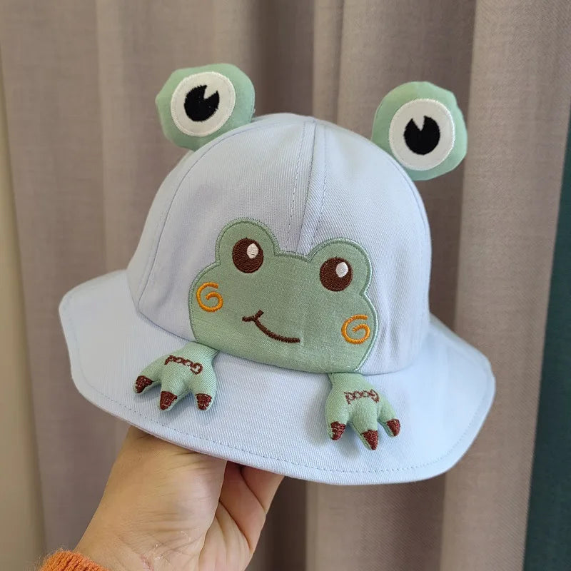 Baby Bucket Hat for Kids Spring Outdoor Boys Girls Sun Hat Summer Cute Frog Toddler Children Fisherman Cap Cotton