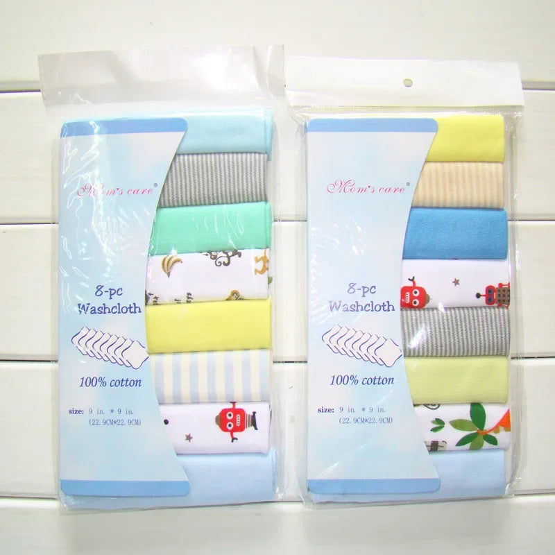 5–8 Piece Cotton Baby Towel Set, Soft Saliva Towels, Nursing Cloths, Washcloths for Newborn Boys and Girls