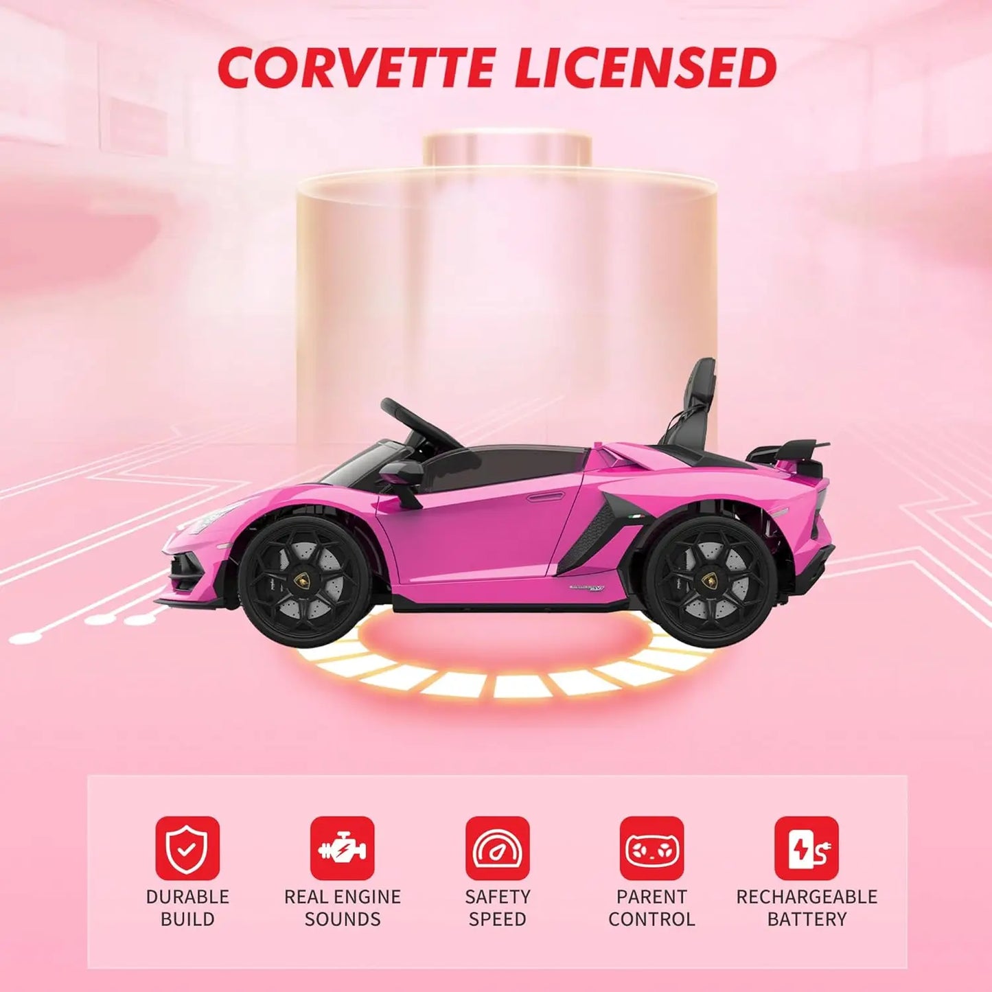 Kids Ride on Car Toys with Remote Control for Children Ages 3-8Y 12V Electric Battery Powered Vehicle with MP3 Player LED Light