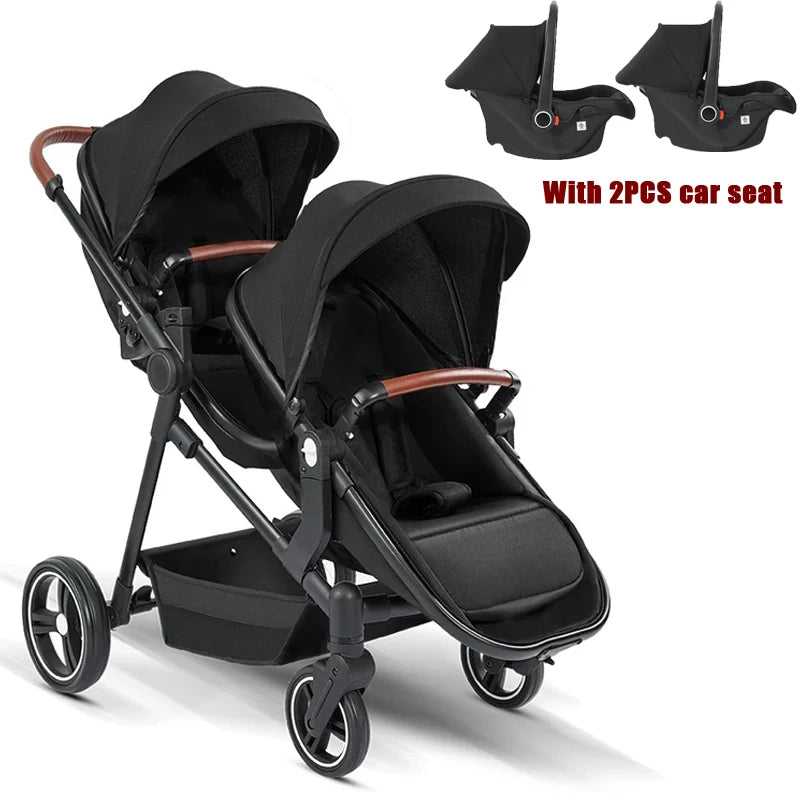 Twin Stroller with Car Seats. Can Be Taken on Board An Airplane. , Can Be Disassembled Into A Lightweight Baby Stroller