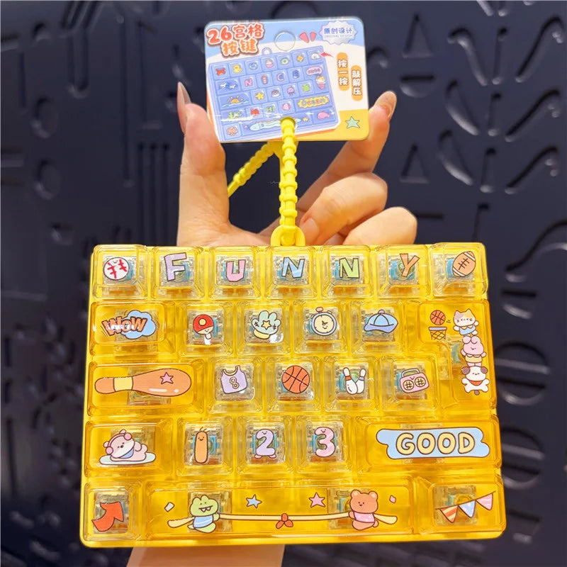 Hot Anime 26-Key Keyboard Keychain Stress Relief Fidget Toy Keyboard Button Finger Clicker Backpack Charms Christmas Gift