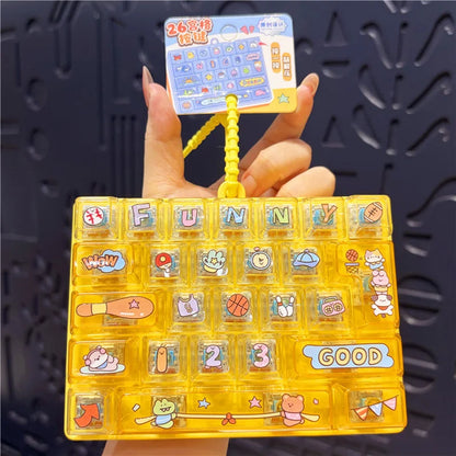 Hot Anime 26-Key Keyboard Keychain Stress Relief Fidget Toy Keyboard Button Finger Clicker Backpack Charms Christmas Gift