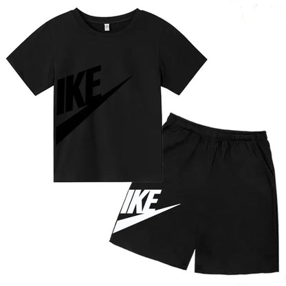 Kids Summer Short Sleeve T-shirt Shorts 2Pcs Set Boy Girl Casual Sport Jogging Suit Toddler 3-12Y