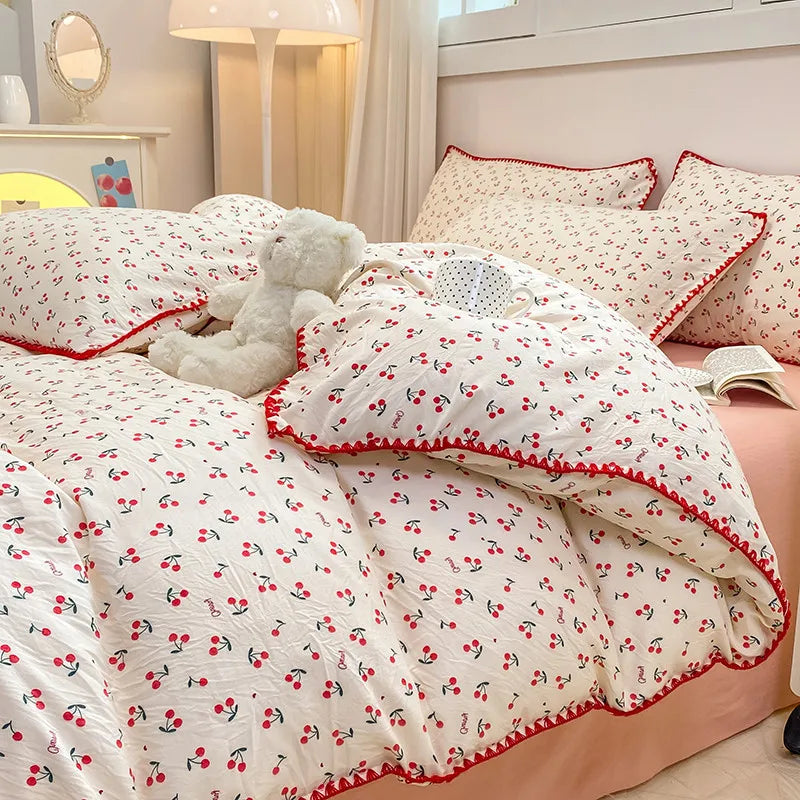 Soft Cotton Crib Bedding Set Kid Baby Nursery Decor 3PCS Baby Cartoon Bear Bedding Set for Newborns