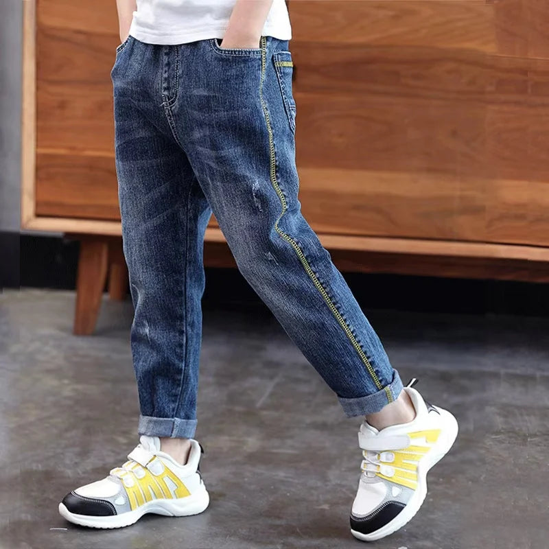 IENENS Boy Girls Trousers Skinny Jeans Elastic Waist Pants 4-13 Years Kids Boys Denim Clothing Clothes Sports Bottoms