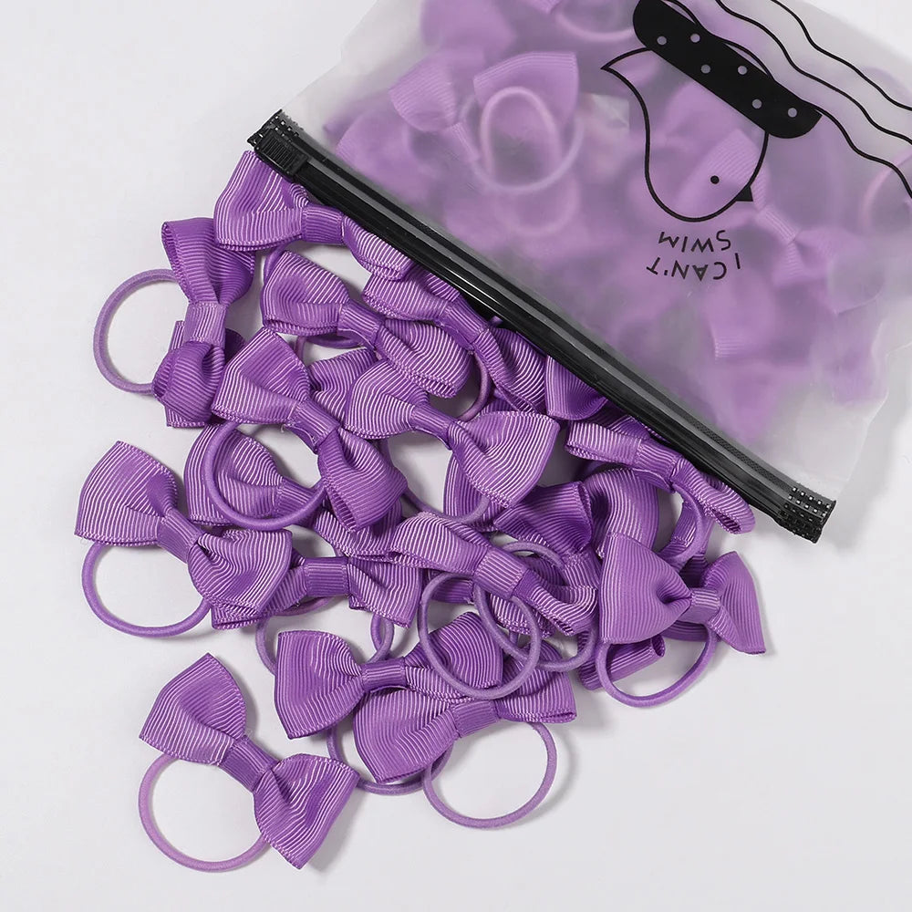 5/10/20Pcs/Lot Baby Bows Ribbon Hair Rubber for Girls Ties Elastic Hairbands Infants Pigtail Holders Hair Accessories Wholesale